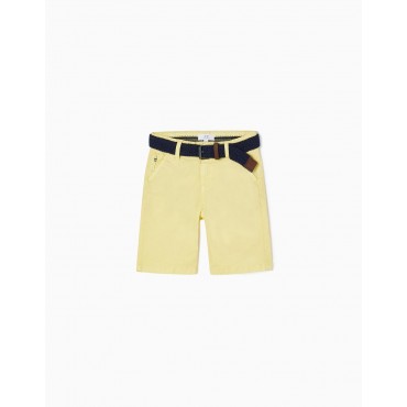 Pantaloncini bambino Zippy giallo in cotone con cinta